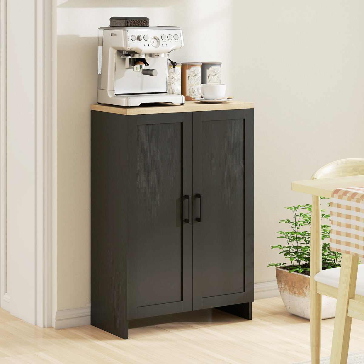 Modern Storage Cabinet with Doors and Adjustable Shelf – 24"W x 35"H