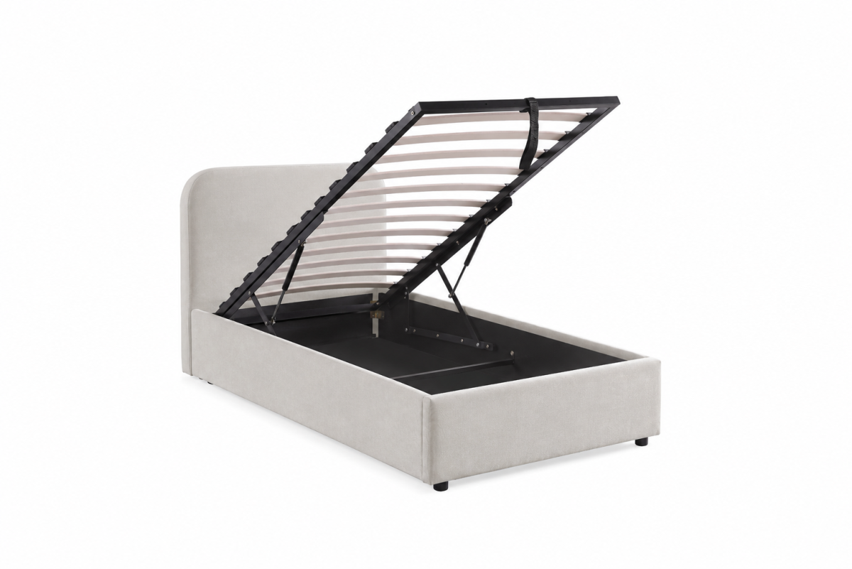 QUEEN PLATFORM STORAGE BED - BEIGE