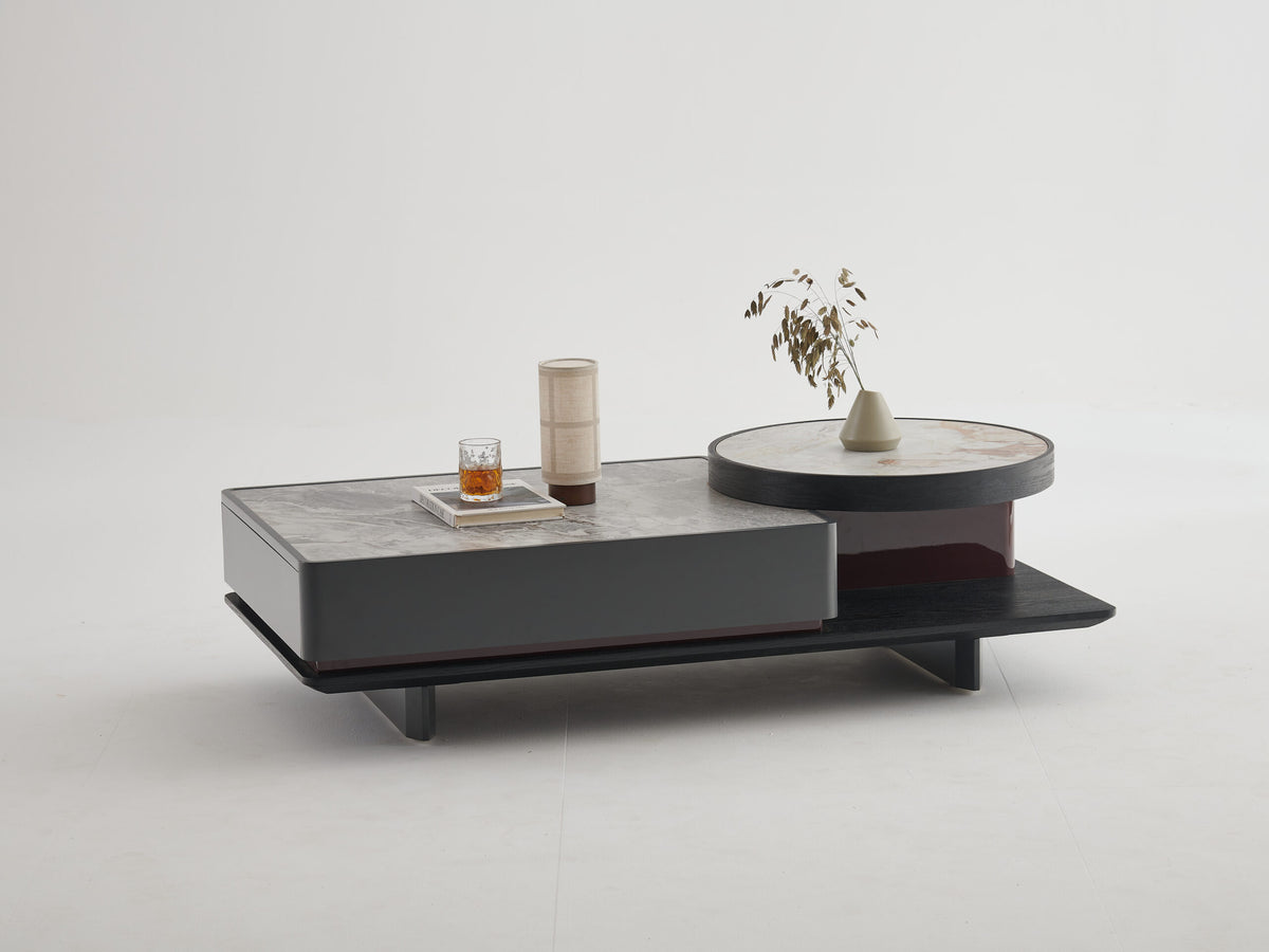 Two-Tone Coffee Table with Black Top
