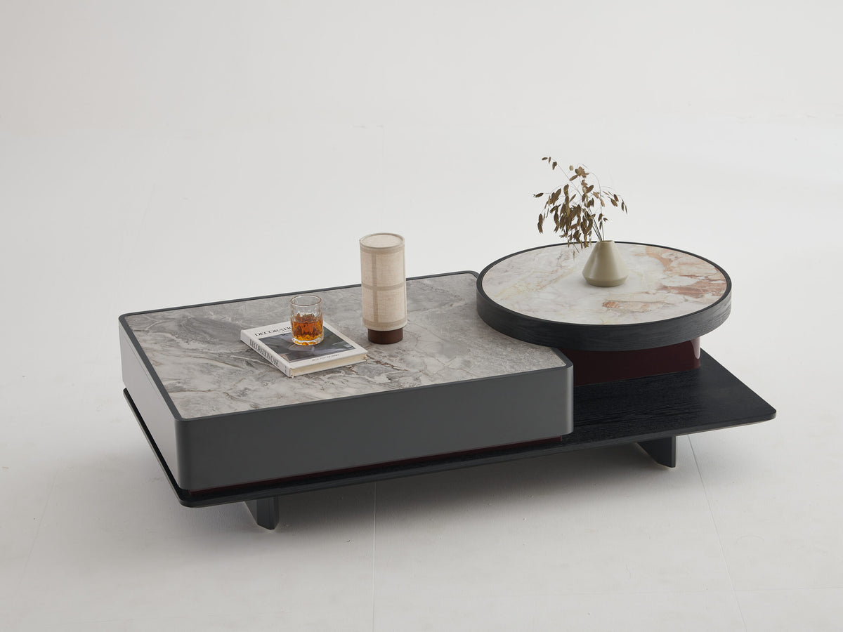 Two-Tone Coffee Table with Black Top