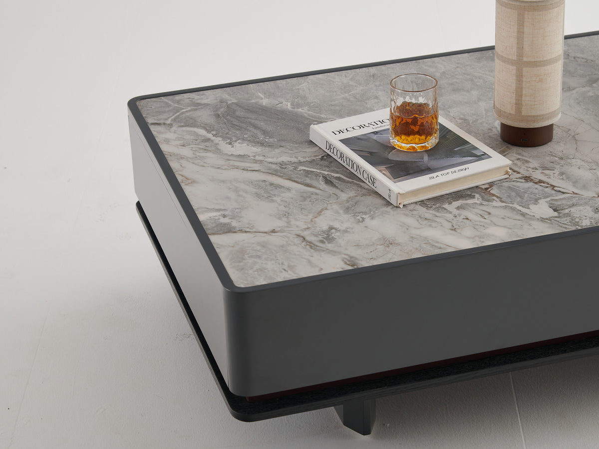 Two-Tone Coffee Table with Black Top