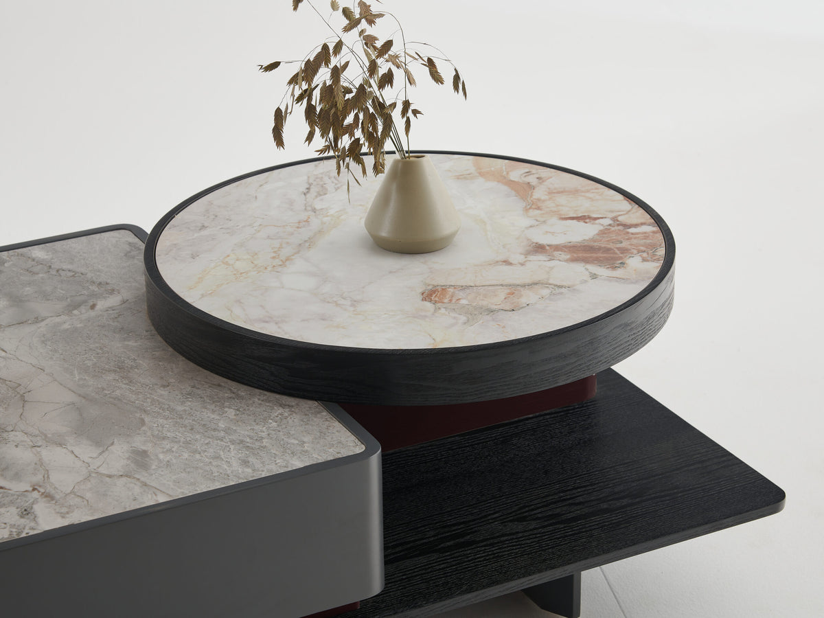 Two-Tone Coffee Table with Black Top