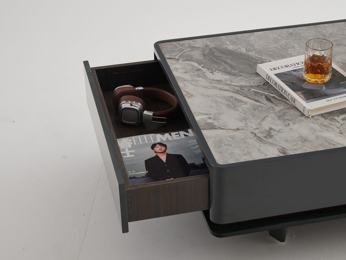 Two-Tone Coffee Table with Black Top
