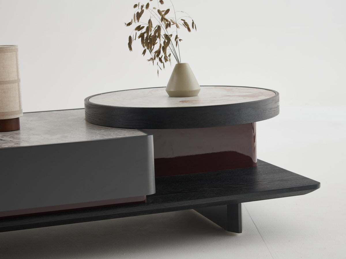 Two-Tone Coffee Table with Black Top