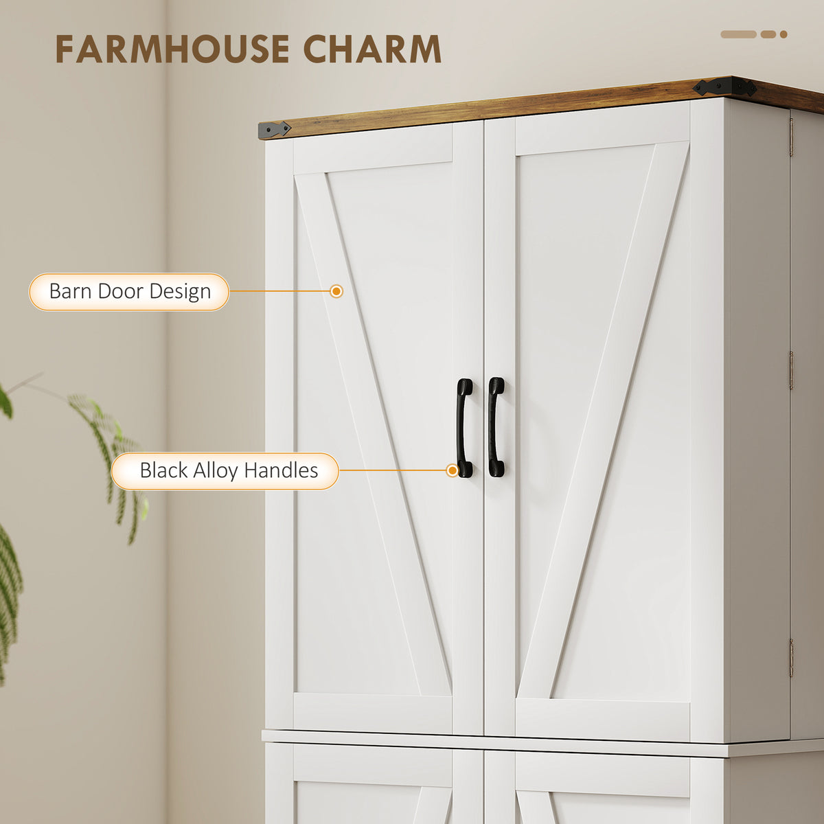 Farmhouse Storage Cabinet with 4 Doors – 30"W x 72"H