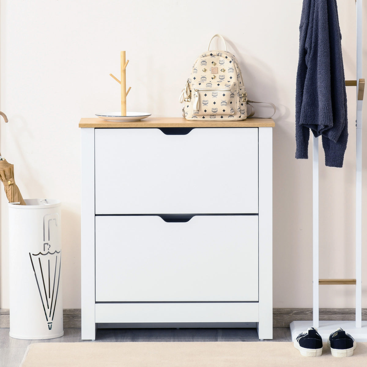Shoe Storage Cabinet with 2 Flip Drawers – 28"W x 31"H