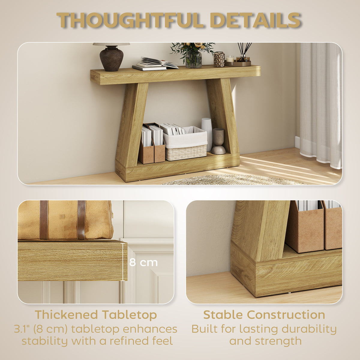 55" Farmhouse 2-Tier Console Table