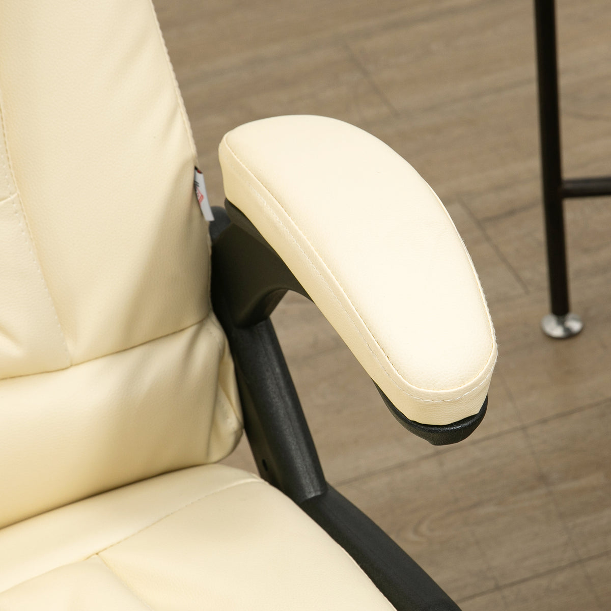 Heated Massage Office Chair, Adjustable High Back Leather Vibrating Executive Chair, Beige