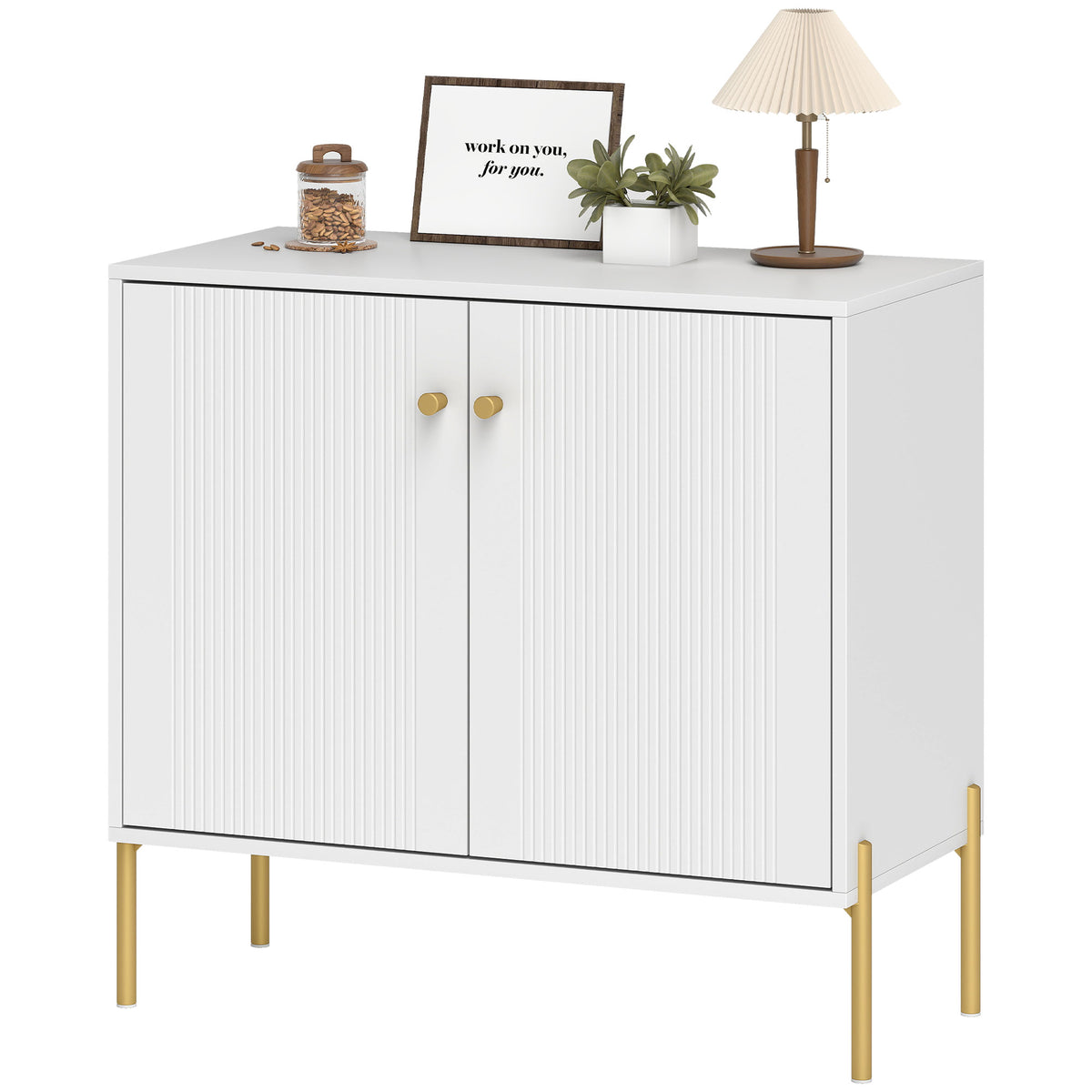 Sideboard with Fluted Doors and Adjustable Shelf – 31"W x 30"H