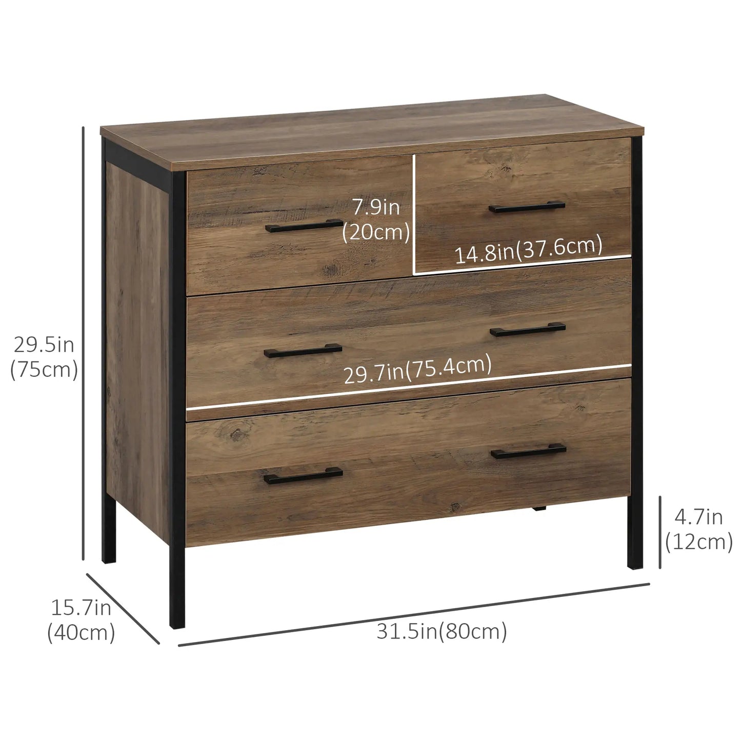 3 Drawer Dresser with Wooden Legs for Modern Living Space