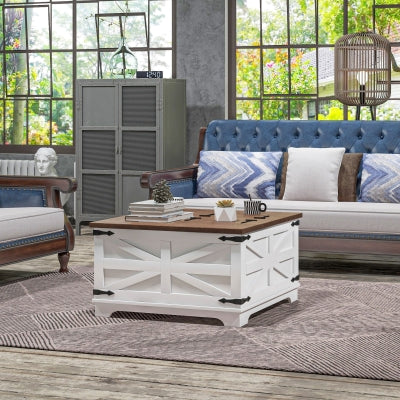Modern Lift Top Coffee Table with Charging, Hidden Storage & Fabric Drawers