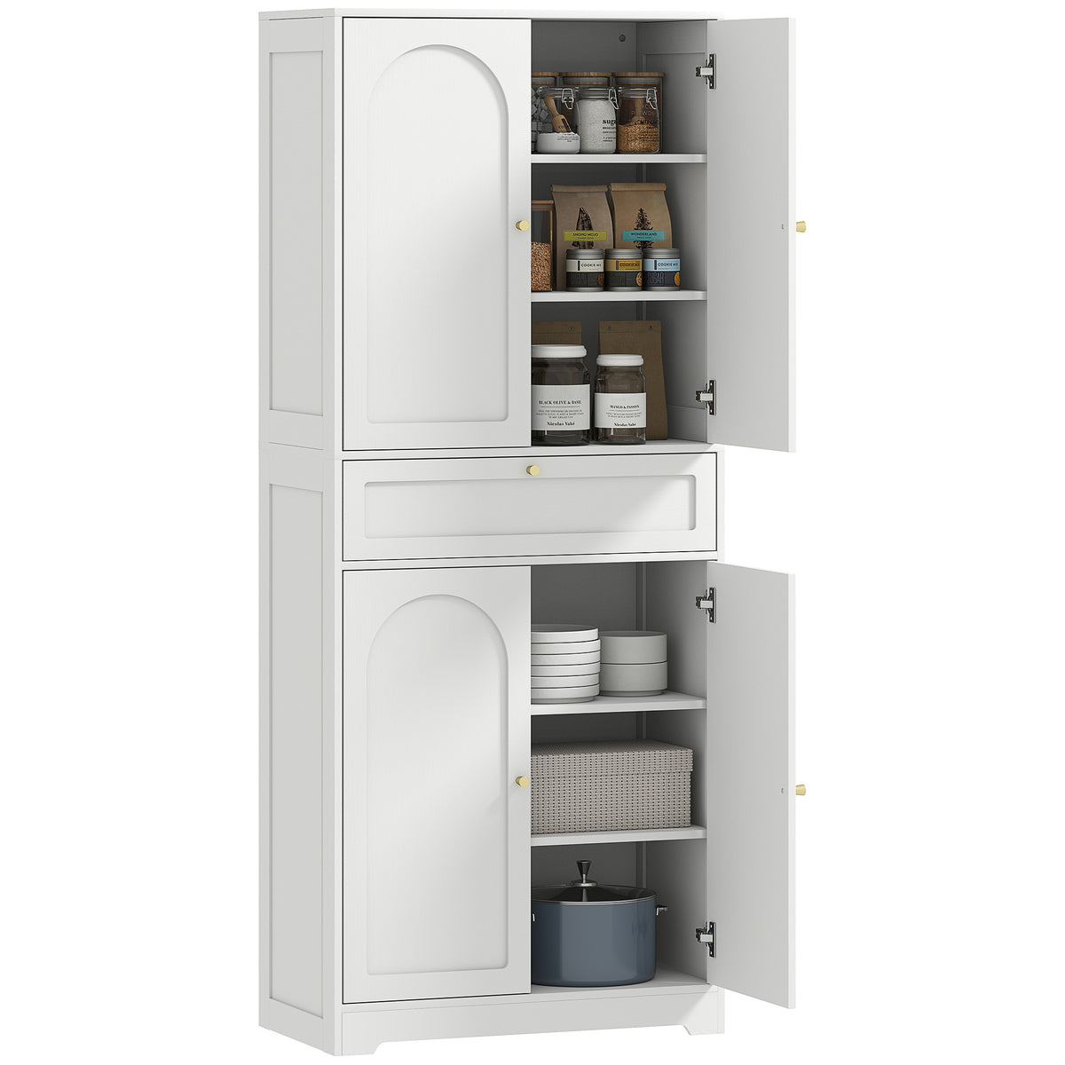 Modern Freestanding Storage Cabinet with Shaker Doors and Adjustable Shelves – 30"W x 72"H