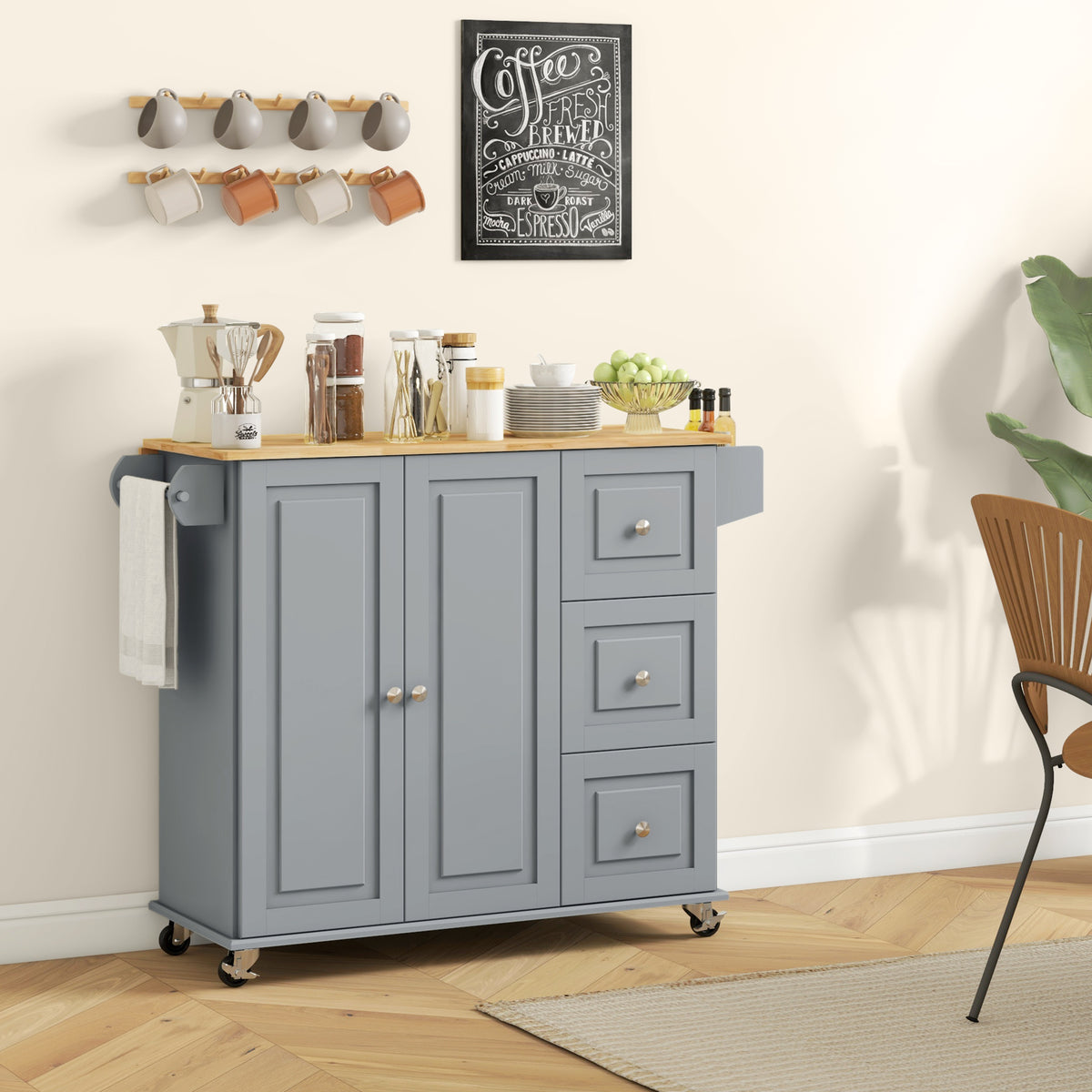 Kitchen Cart with Drop Leaf – 45"W x 36"H