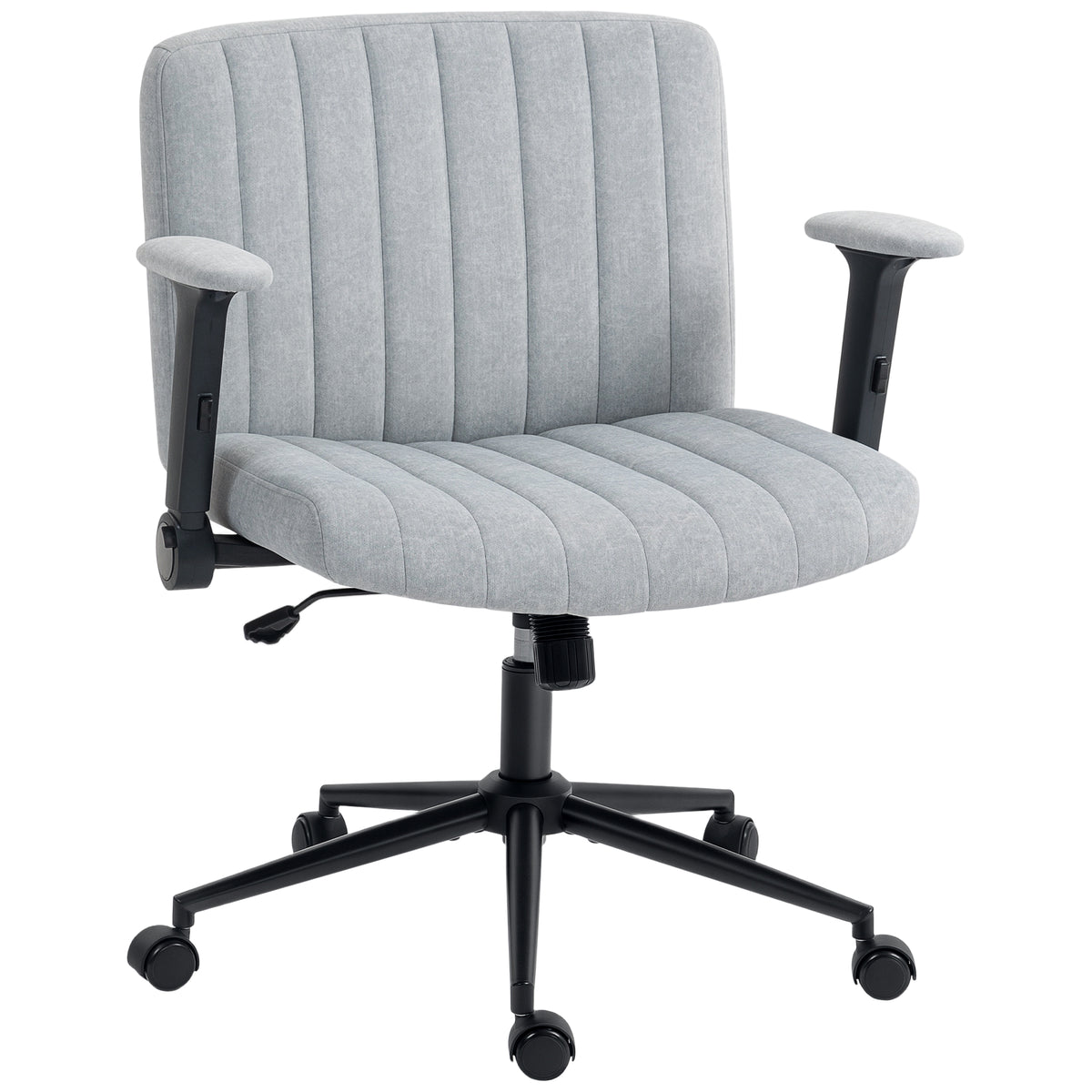 Criss Cross Chair with Flip-up Armrests, Wheels, Grey