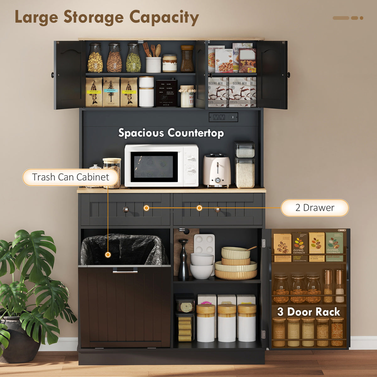 Pantry Cabinet with Charging Station – 39"W x 68"H