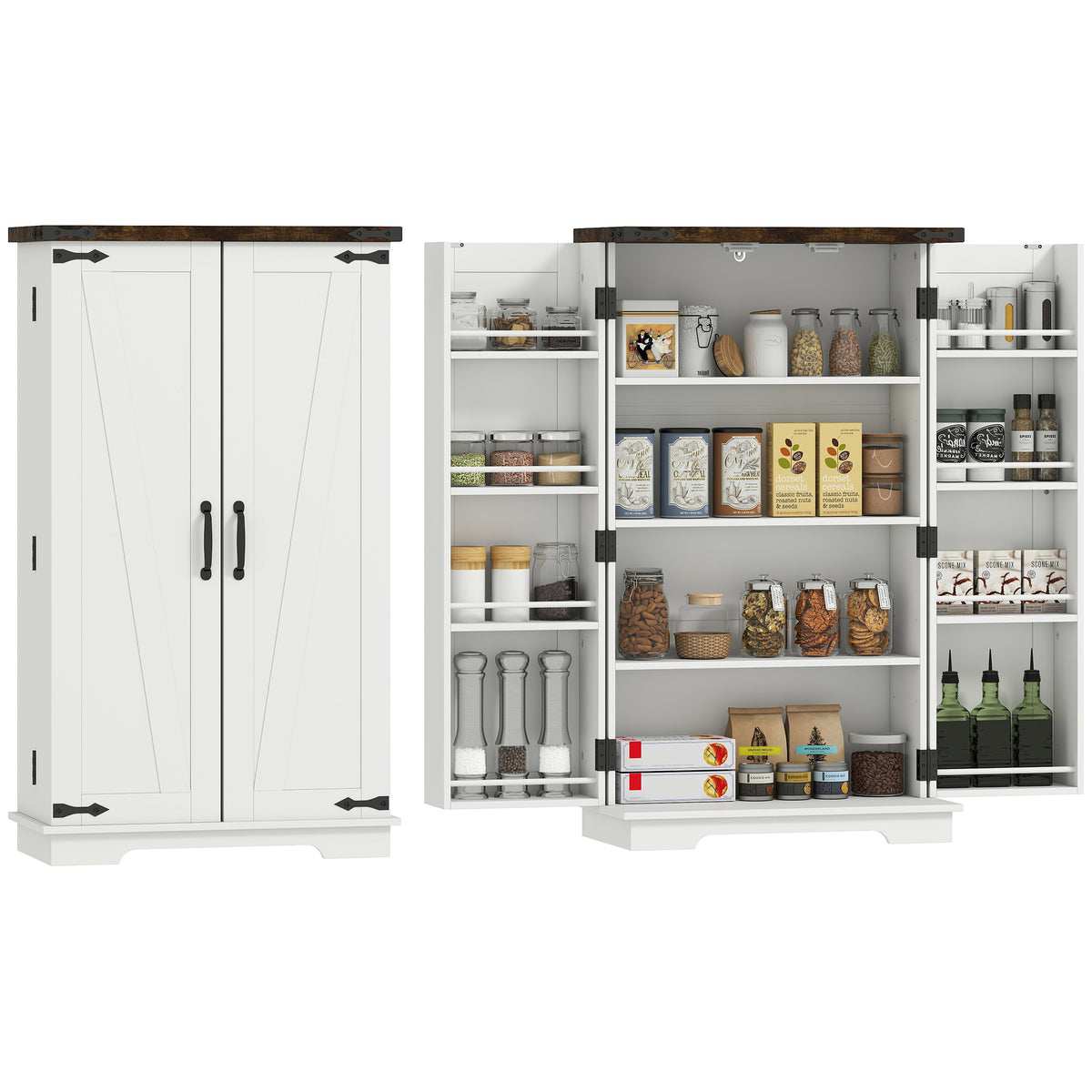 Kitchen Pantry Cabinet with Doors and Adjustable Shelves – 24"W x 41"H