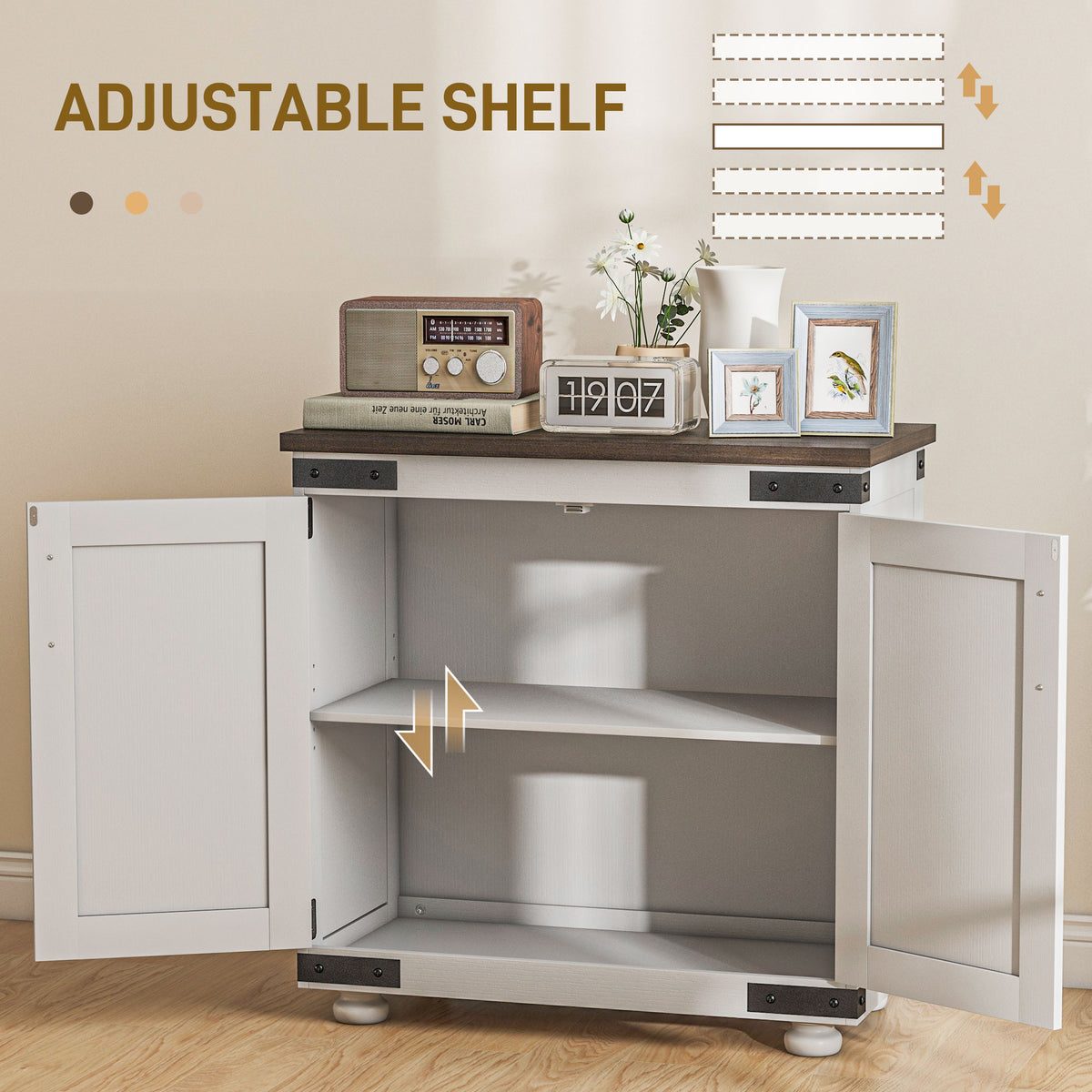 Kitchen Storage Cabinet with Barn Door and Adjustable Shelves – 31"W x 31"H