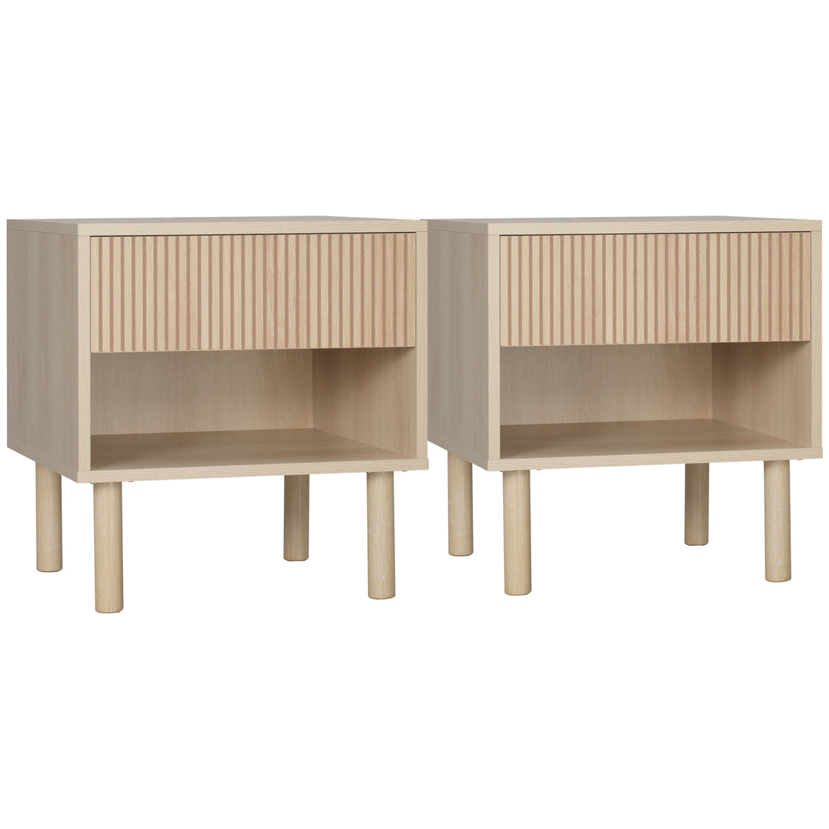 Bedside Tables with Drawer and Open Shelf, Set of 2 – 19"W x 20"H