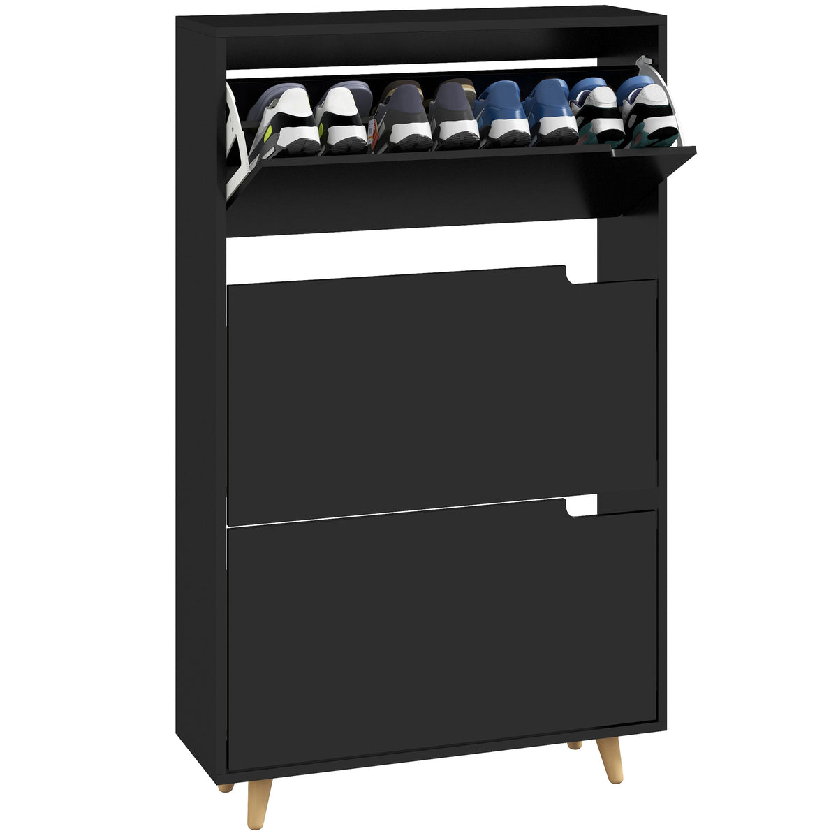 Slim Shoe Storage Cabinet with 3 Flip Drawers – 28"W x 47"H