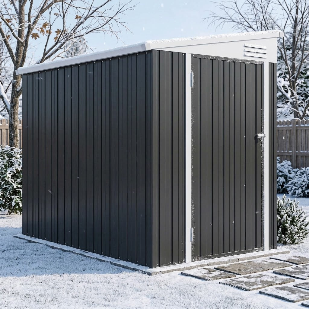 4' x 6' Outdoor Storage Shed Lean to Shed Outdoor Metal Tool Shed with Lockable Door and Air Vents