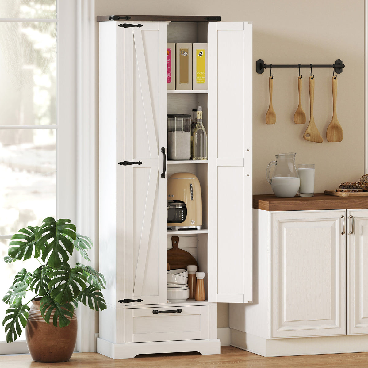 Kitchen Storage Cabinet with Adjustable Shelves – 24"W x 71"H