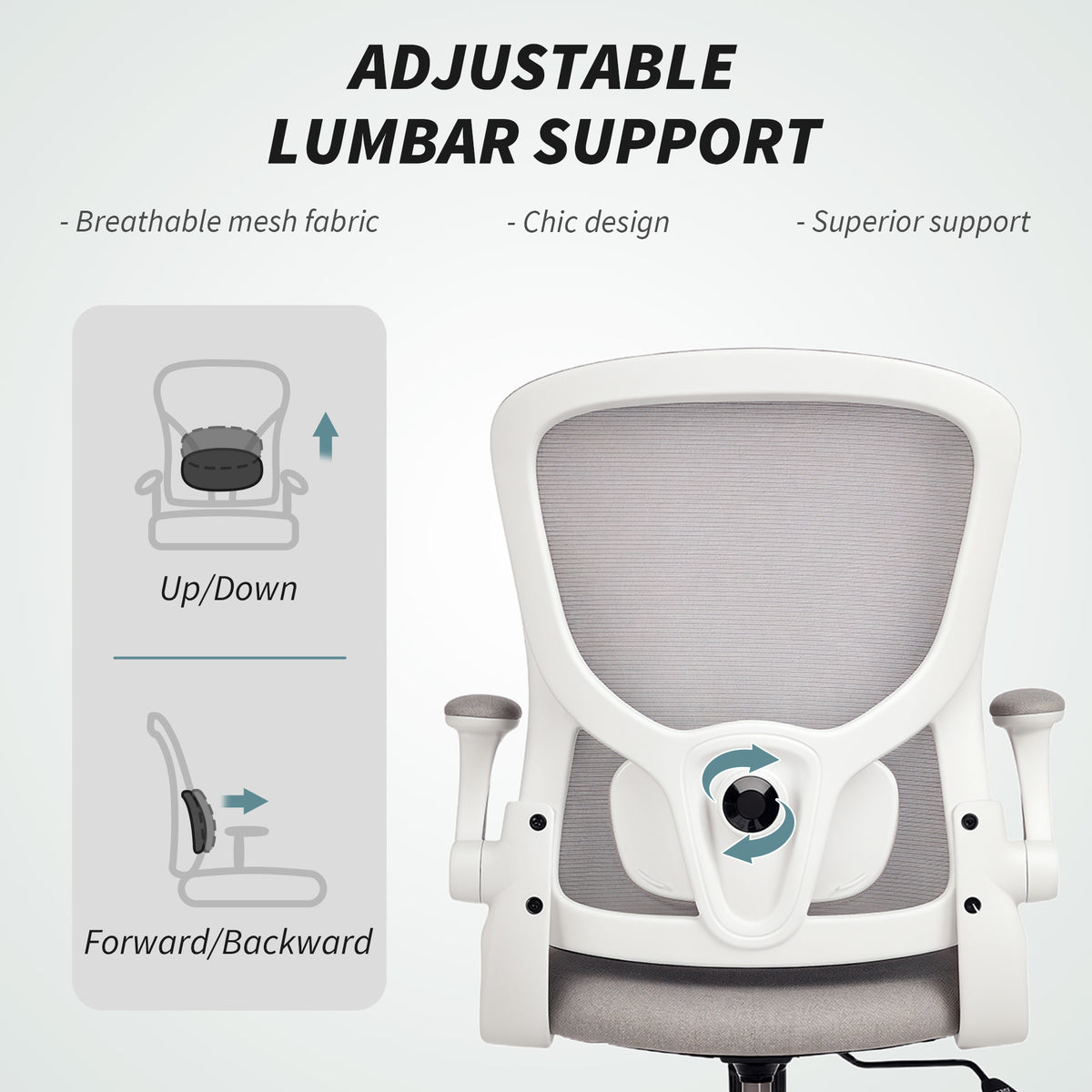 Ergonomic Mesh Office Chair with 4D Lumbar Support, Grey