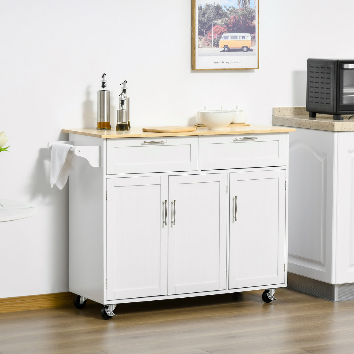 Kitchen Island with Storage and Solid Wood Top – 48"W x 36"H