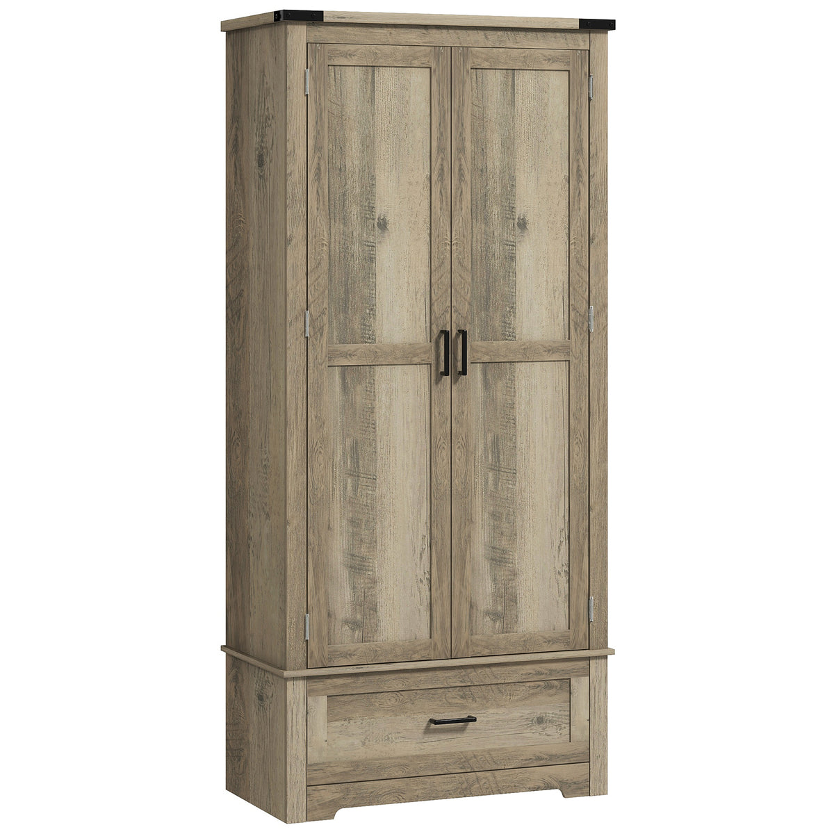 Tall Farmhouse Kitchen Pantry Cabinet with 2 Doors – 32"W x 69"H