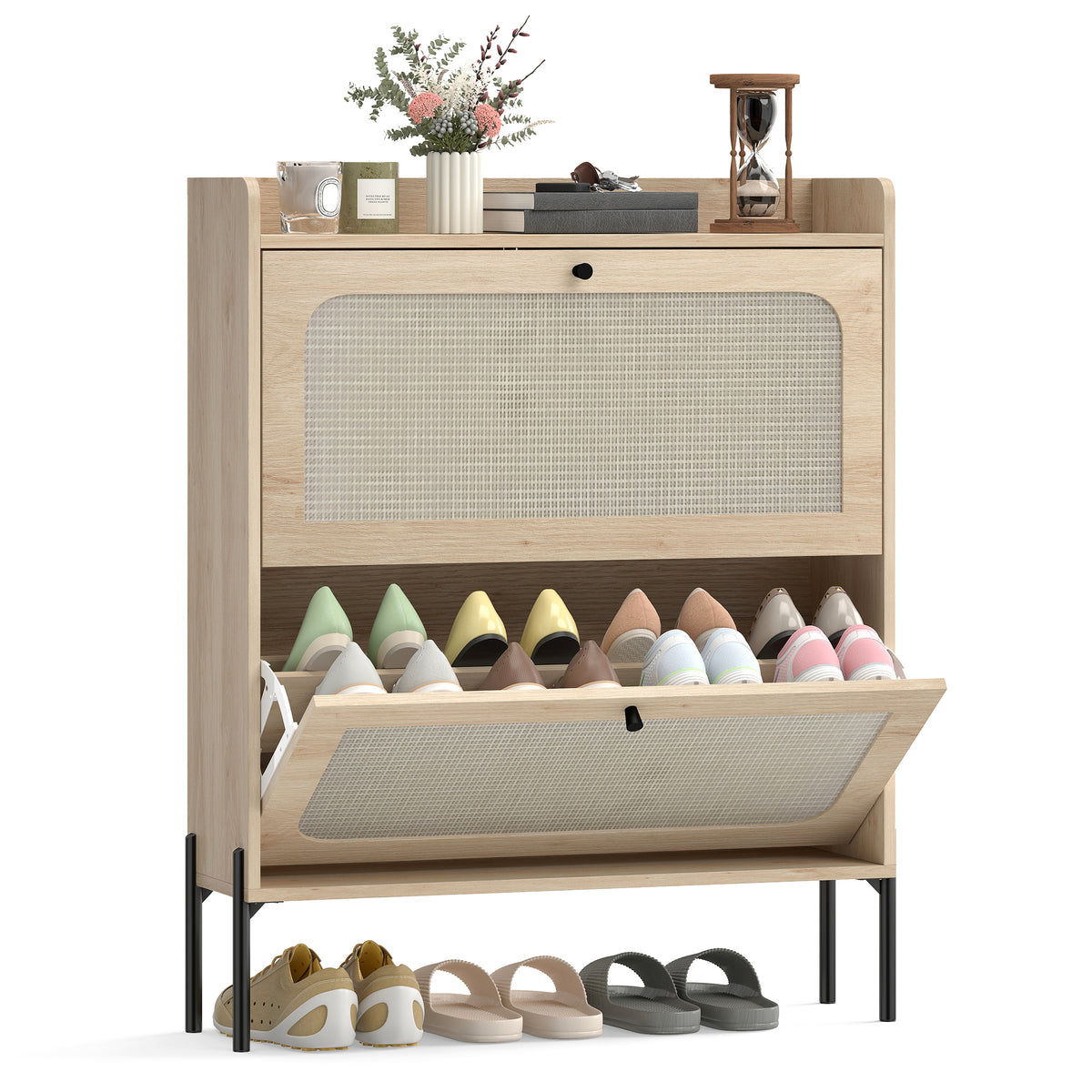 Shoe Cabinet with 2 Flip Drawers – 31"W x 39"H