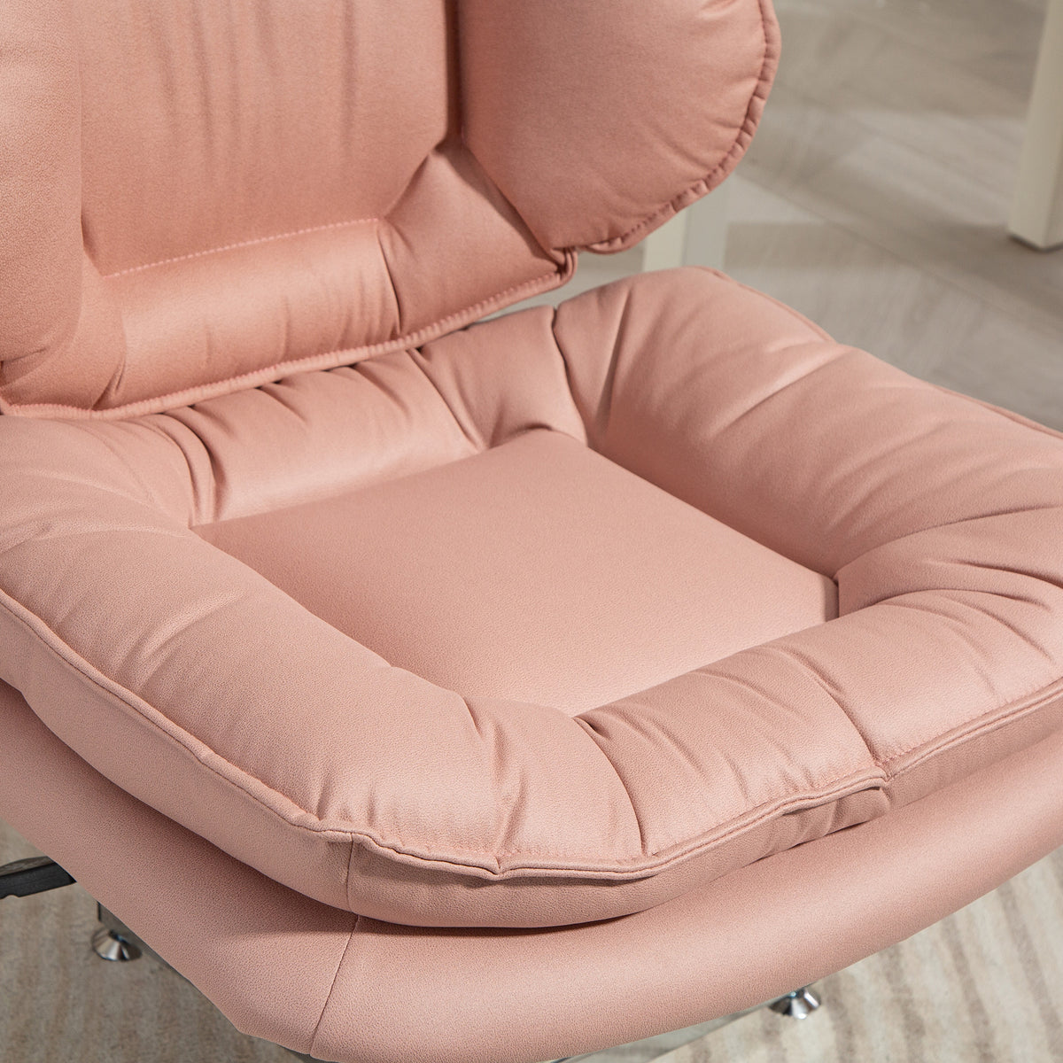 Criss Cross Chair, Armless Wide Office Chair with Leathaire Upholstery, Tilting, Pink
