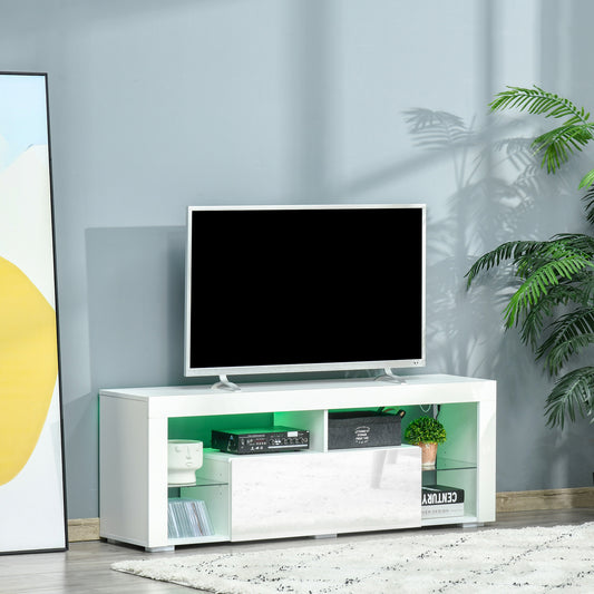 TV Stand for 55-Inch TVs – High Gloss TV Bench with LED Lights – 55" Wide