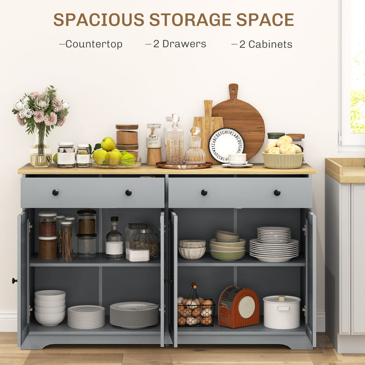 Buffet Cabinet with Storage Drawers – 55"W x 34"H