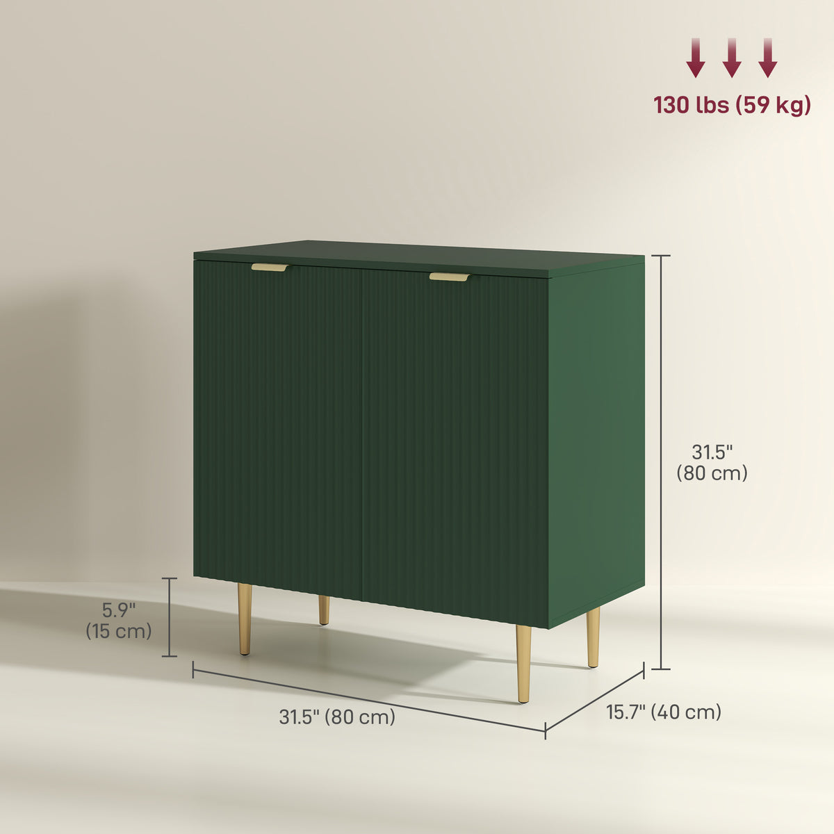 Sideboard Buffet Cabinet with Adjustable Shelves and Metal Legs – 32"W x 32"H
