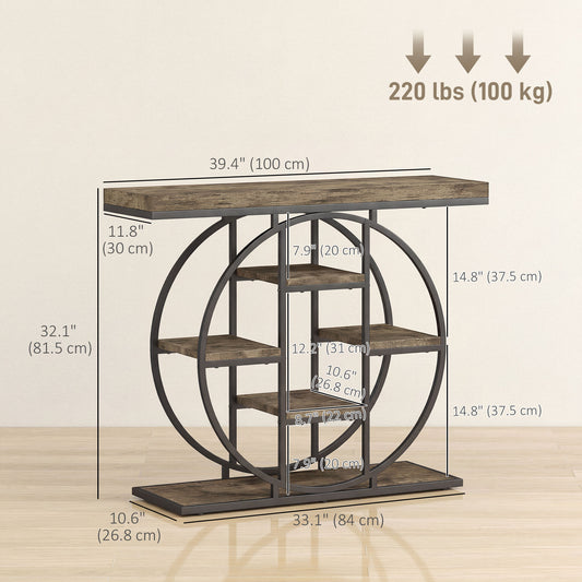 39" Industrial Console Table with Storage Shelves