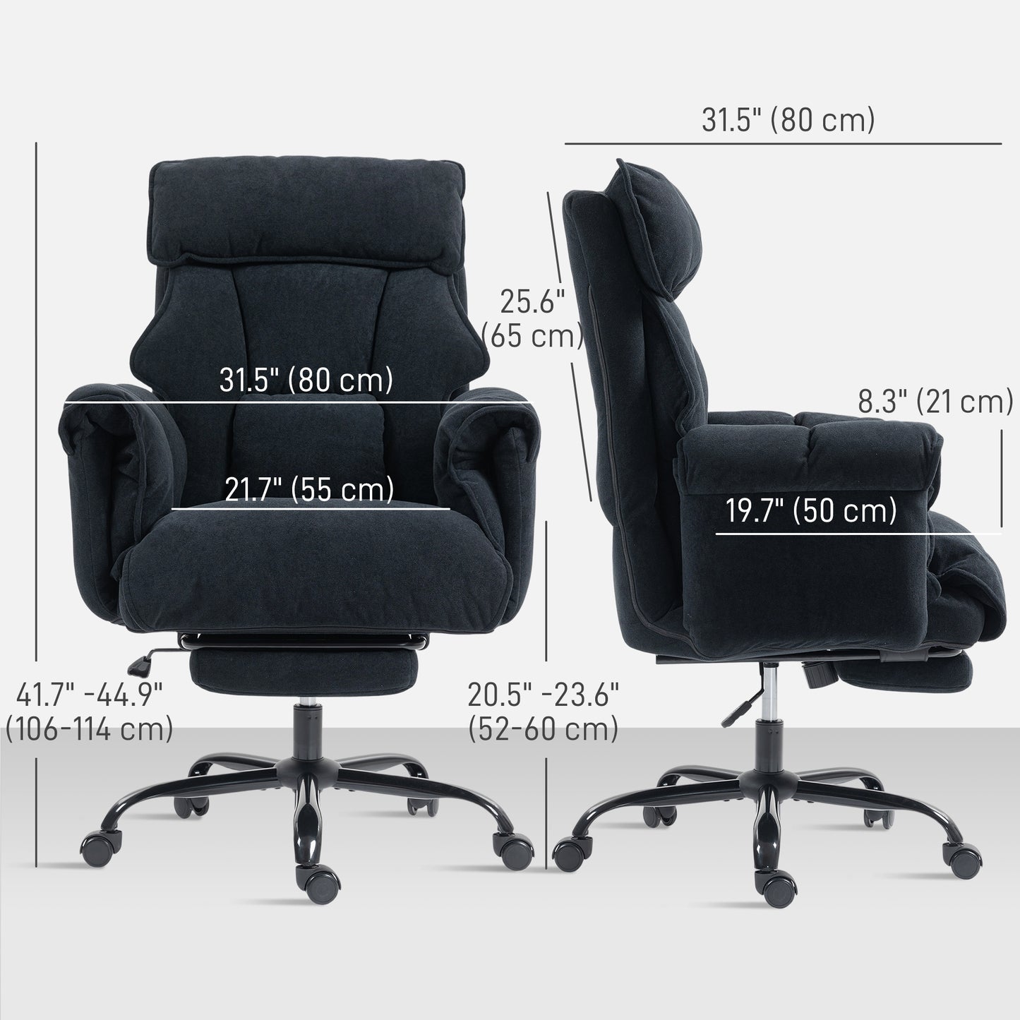 HOMCOM Ergonomic Black Office Chair: Adjustable Backrest, Lumbar, Headrest, Footrest