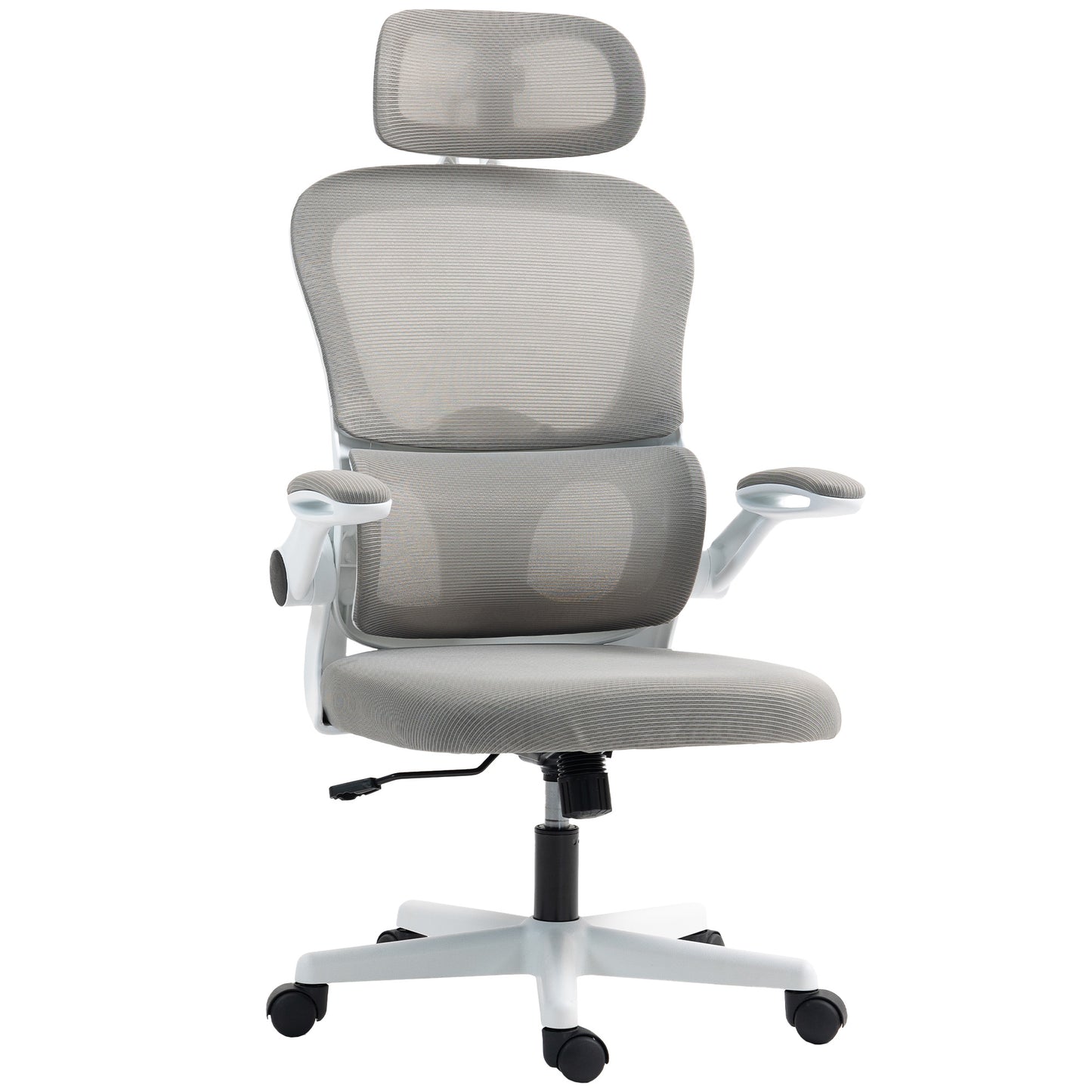HOMCOM Ergonomic Mesh Office Chair: Flip-up Armrests, Rotatable Headrest, Lumbar Support