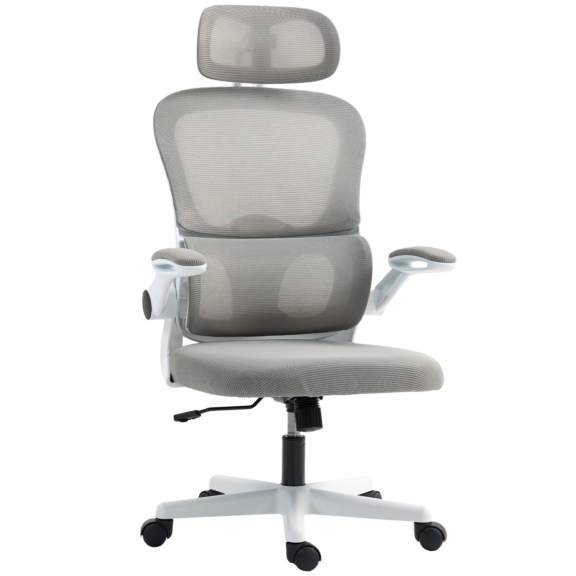 HOMCOM Ergonomic Mesh Office Chair: Flip-up Armrests, Rotatable Headrest, Lumbar Support