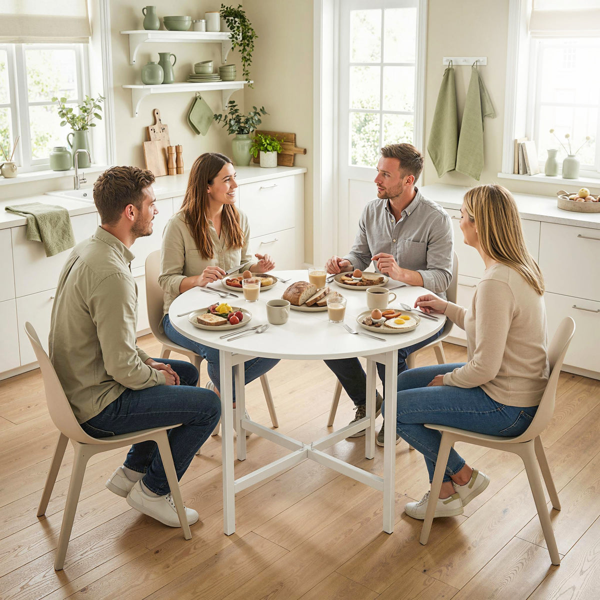 Drop Leaf Table, Folding Round Dining Table for Small Spaces 80 cm