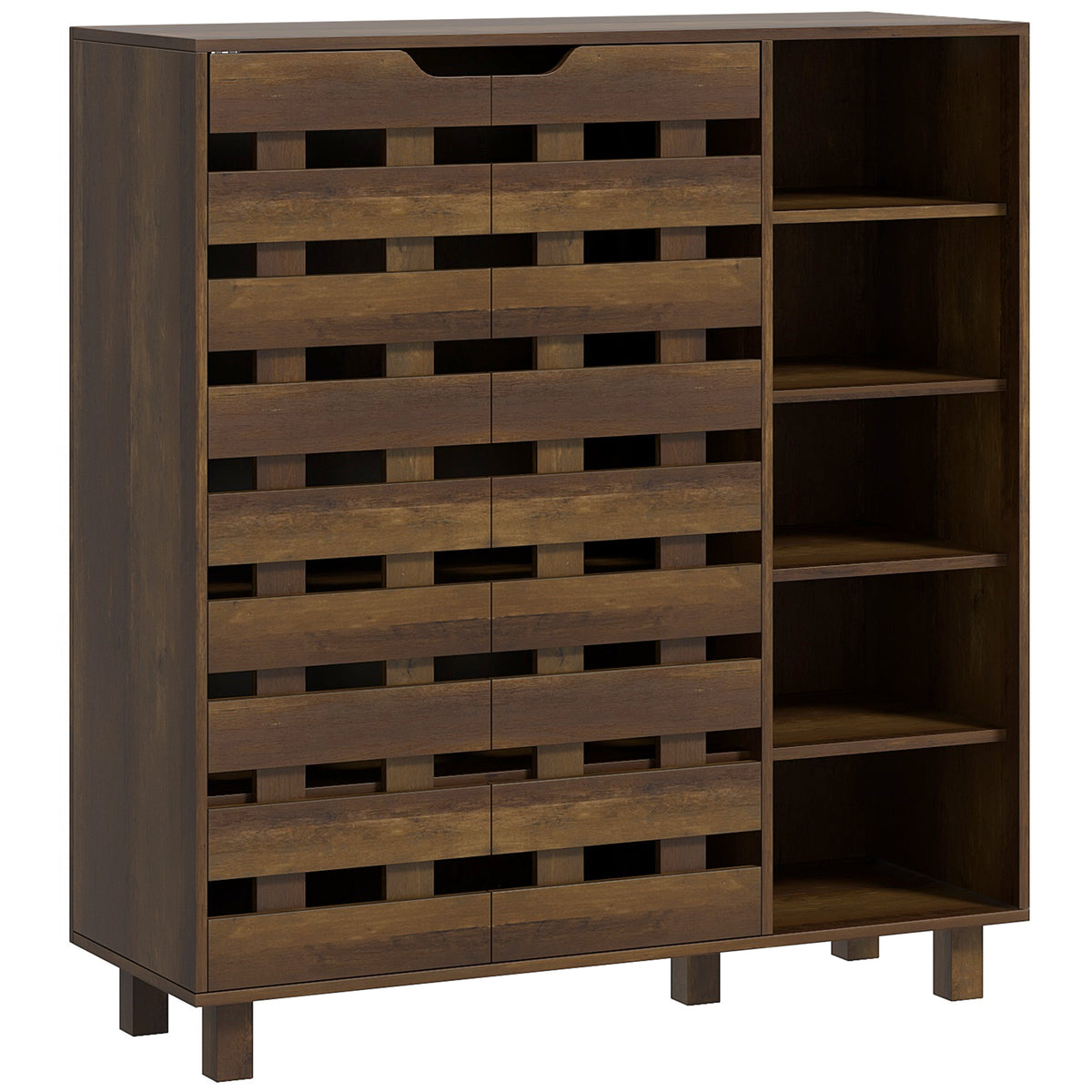 Shoe Cabinet with 5-Tier Double Door Storage – 34"W x 37"H
