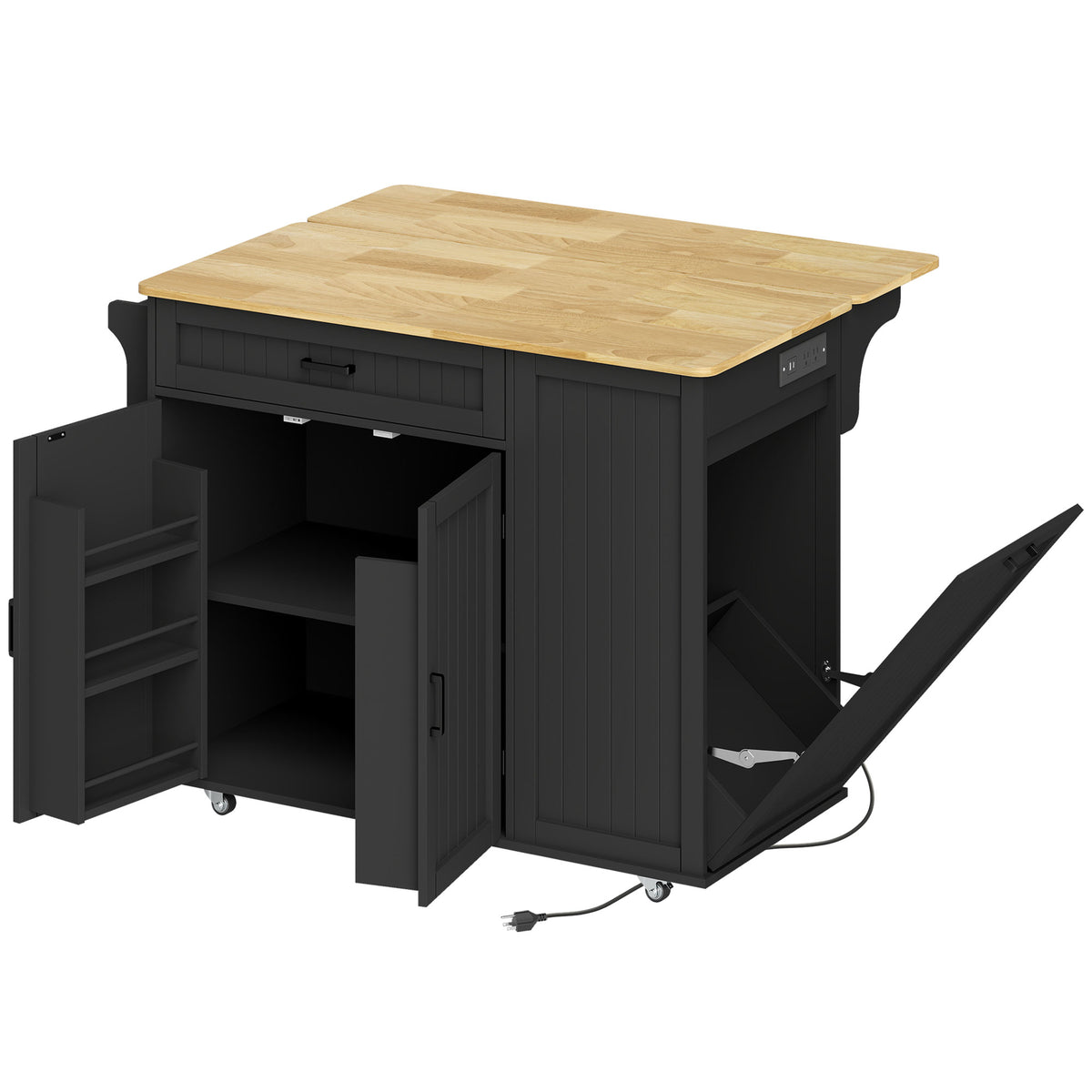 Kitchen Island Cart with Charging Station – 48"W x 35"H