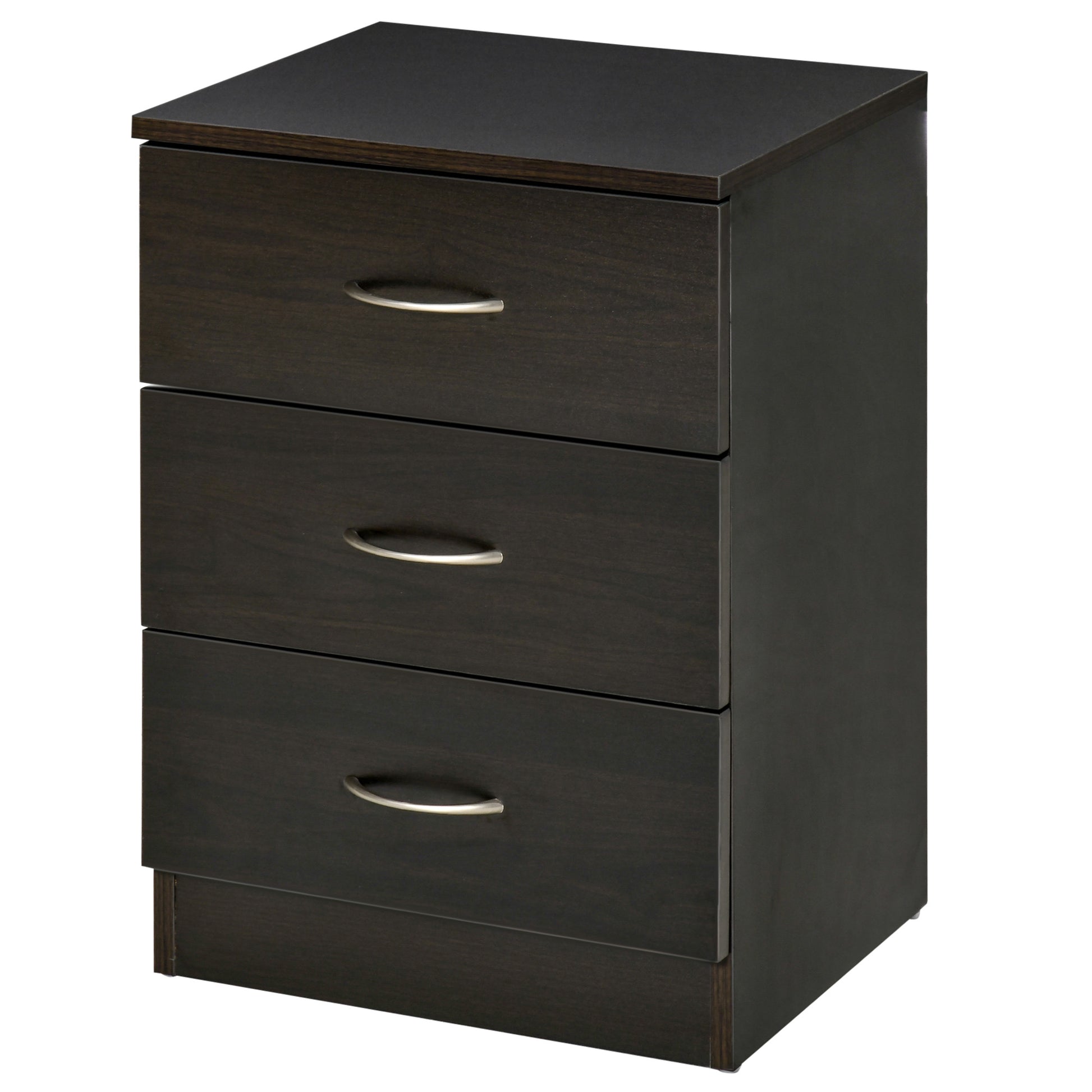 HOMCOM Modern Bedside Table, 3-Drawer Storage Cabinet, Wooden Nightstand for Bedroom