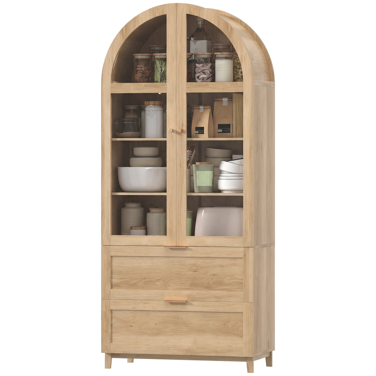 Farmhouse Kitchen Storage Cabinet with 2 Drawers – 31"W x 71"H