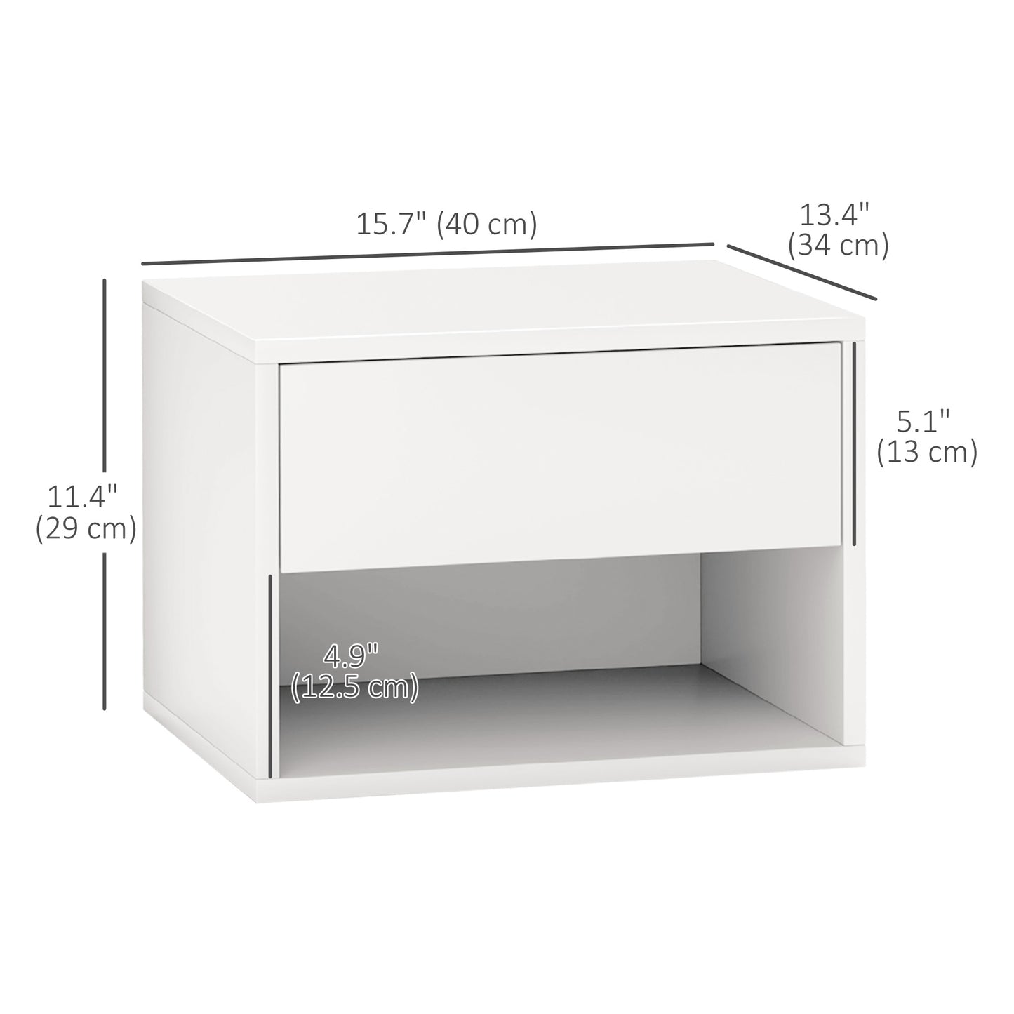 Modern White Floating Wall Mounted Nightstands Set of 2 with Drawer for Bedroom