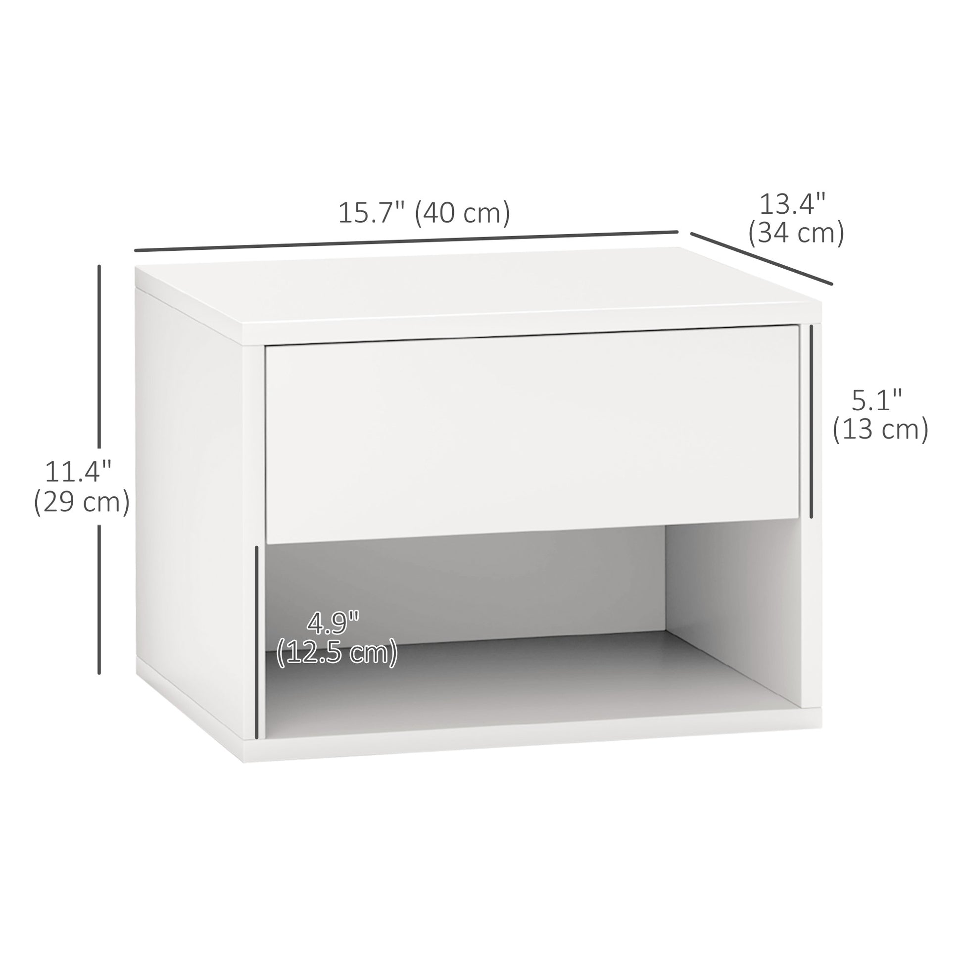 Modern White Floating Wall Mounted Nightstands Set of 2 with Drawer for Bedroom