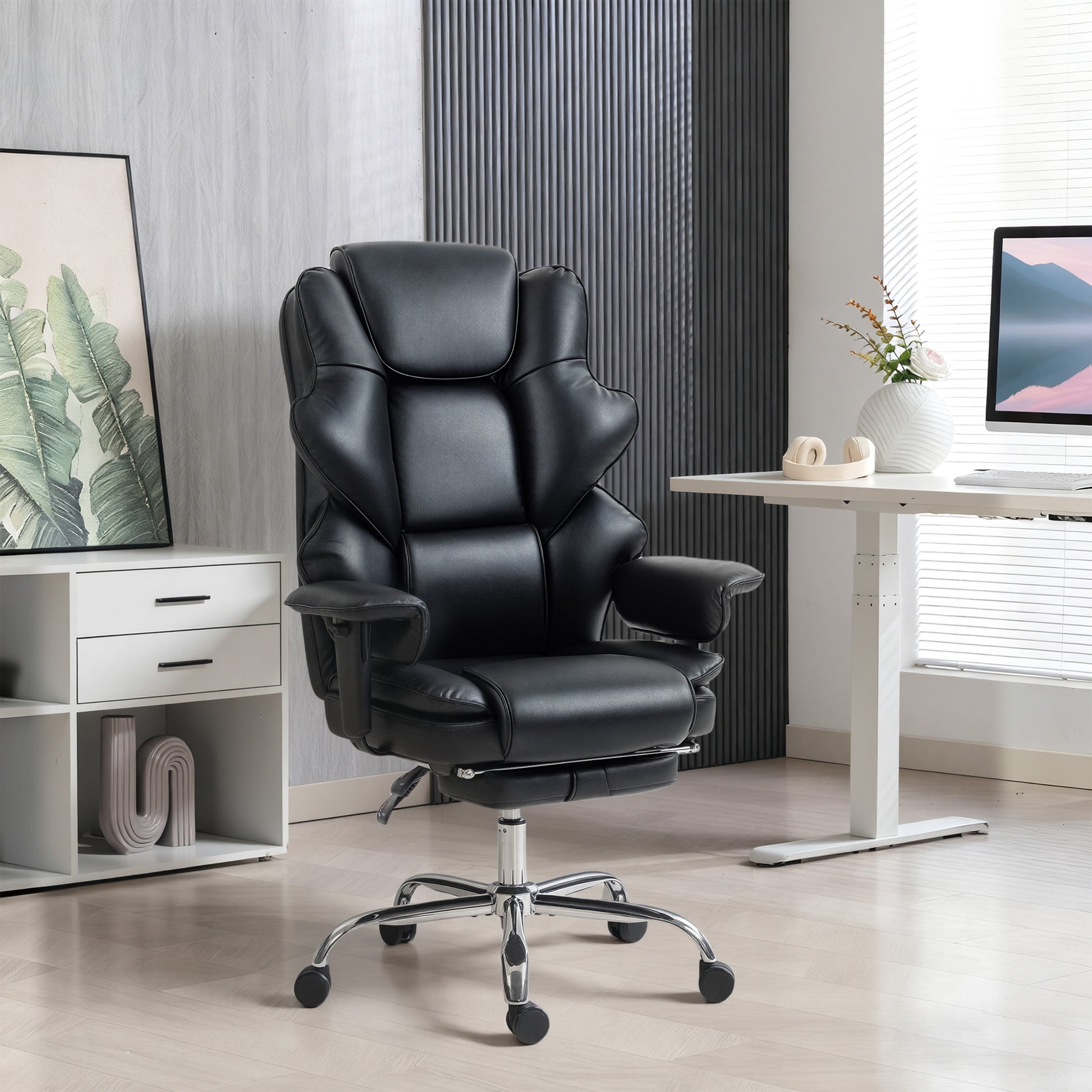 HOMCOM Big & Tall 400 lbs Overstuffed PU Leather Office Chair