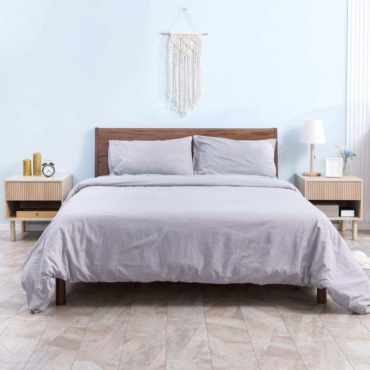 Bedside Tables with Drawer and Open Shelf, Set of 2 – 19"W x 20"H