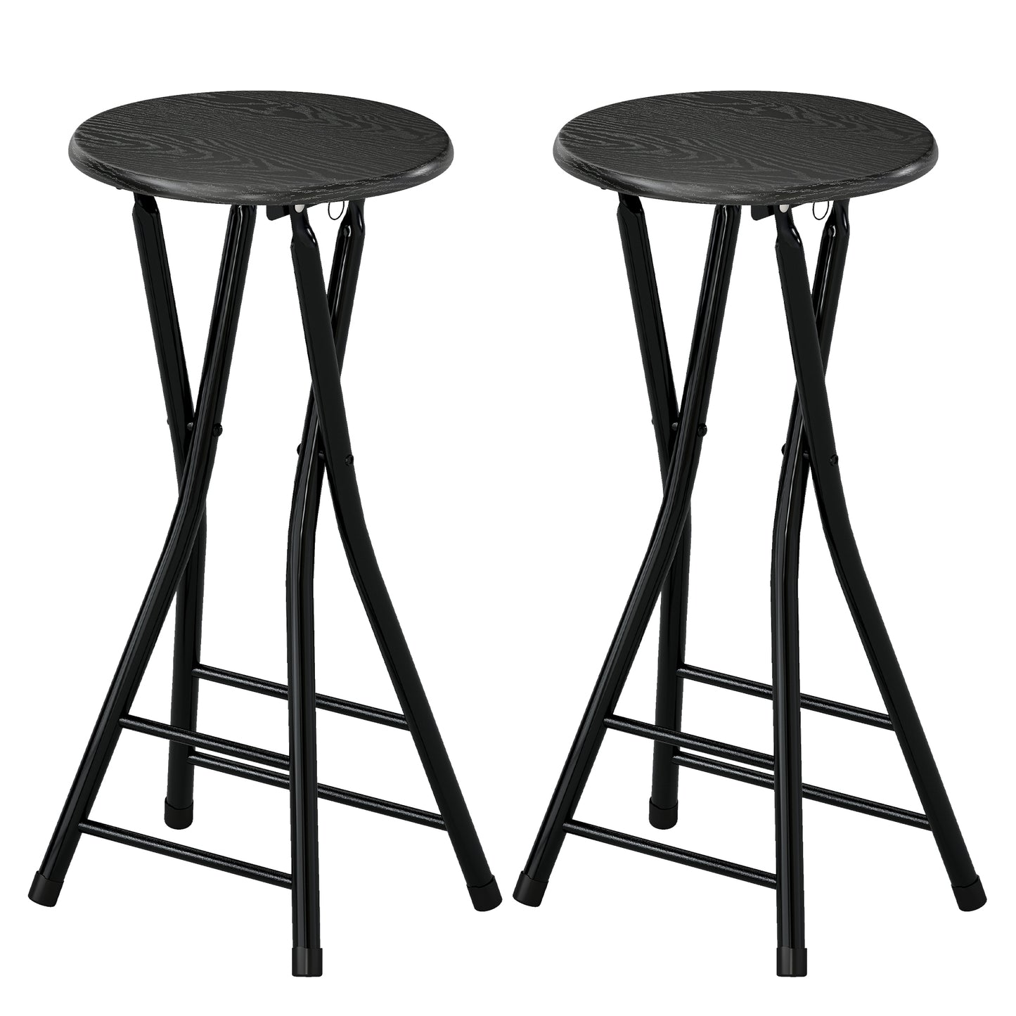 HOMCOM Set of 2 Foldable Barstools, Counter Height with Footrest, Steel Legs