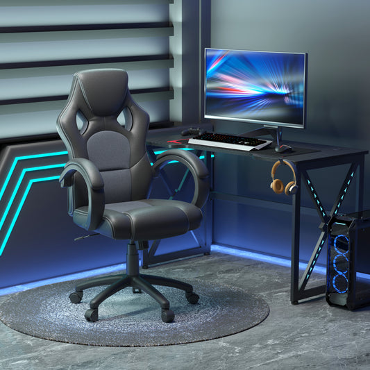 Racing Gaming Chair, Computer Desk Gamer Chair with Swivel Wheels, Grey