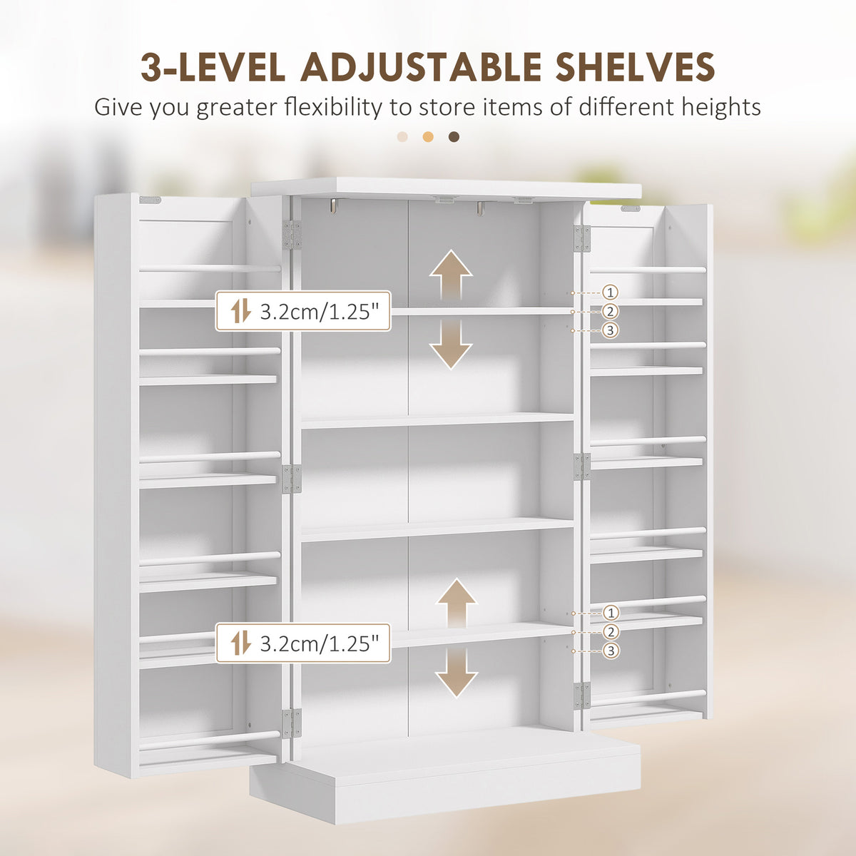 Kitchen Pantry Cabinet with 5-Tier Shelving and 12 Spice Racks – 24"W x 41"H
