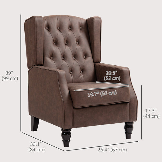 HOMCOM Modern Faux Leather Accent Armchair with Thick Padding, Brown